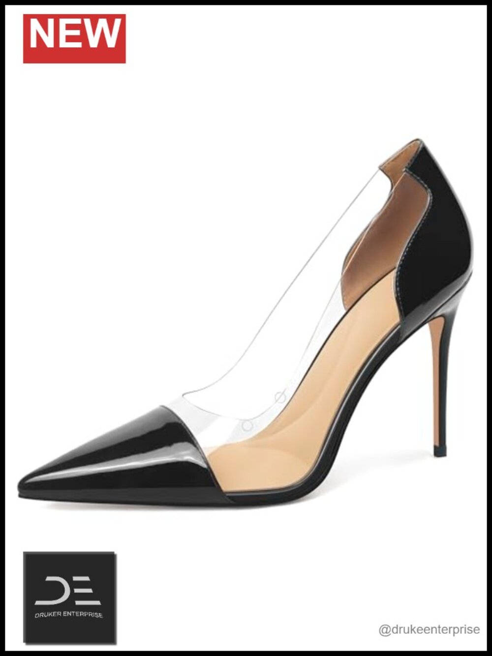 Transparent Stiletto Pumps for Women Pointed Toe 4 Inch Dress Shoes